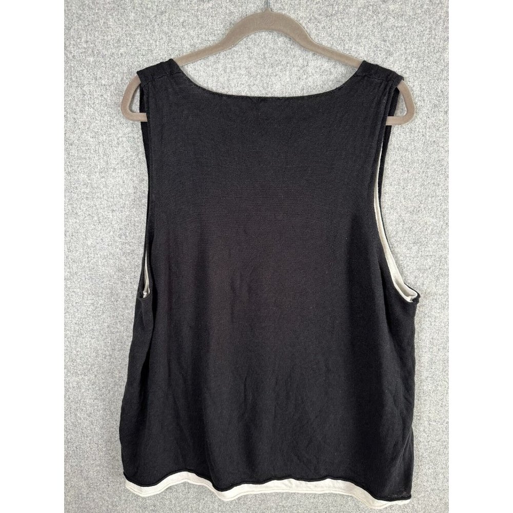 J. Jill 4X Tank Top Womens Black Cream Double Layer Sleeveless Linen Rayon Shirt - Picture 5 of 8